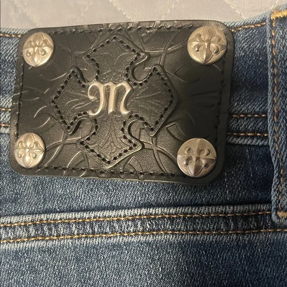 Miss Me Blue Straight Leg Jeans with Embroidered Fleur-de-Lis - Picture 12 of 13